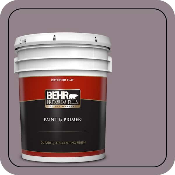BEHR PREMIUM PLUS 5 gal. #N110-4 Gothic Purple Flat Exterior Paint & Primer