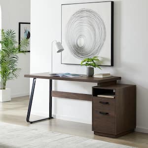 65 in. Brown Computer Desk with Drawers