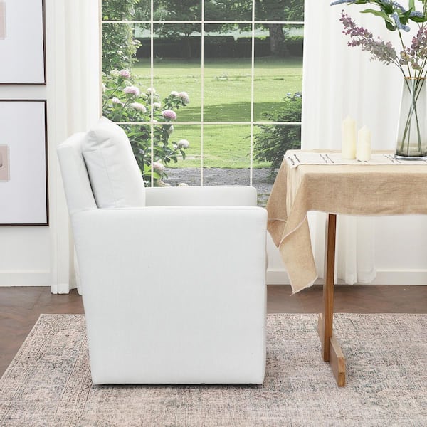 KINWELL Ivory Performance Fabric Upholstered Down Cushion Rolling