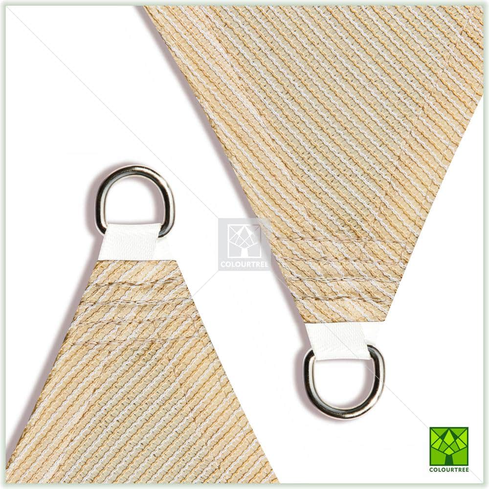 Beige 8' x 10' HDPE Patio Sun Shade Sail with Stainless Steel D-Rings