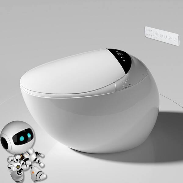 Elongated Bidet Toilet 1.28 GPF Smart Toilet with Powerful Flush Foot Sensor Operation Heat Seat Warm Water In White