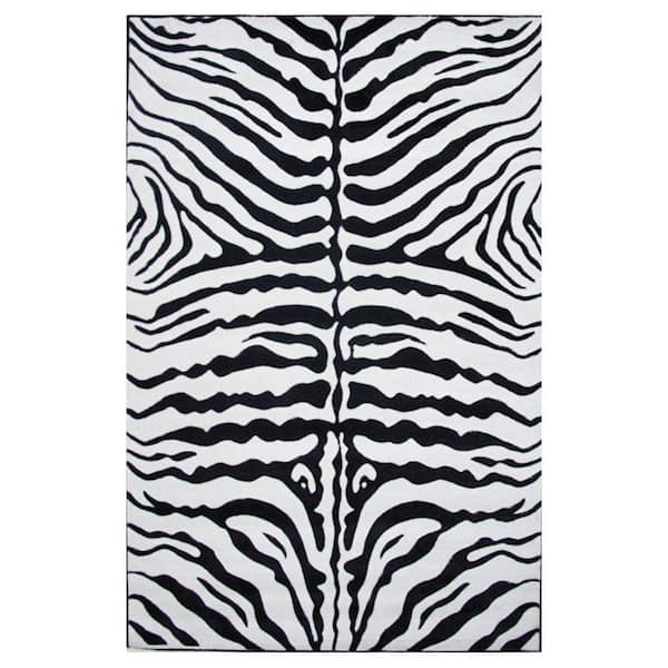 LA Rug Supreme Zebra Skin Black and White 8 ft. x 11 ft. Area Rug