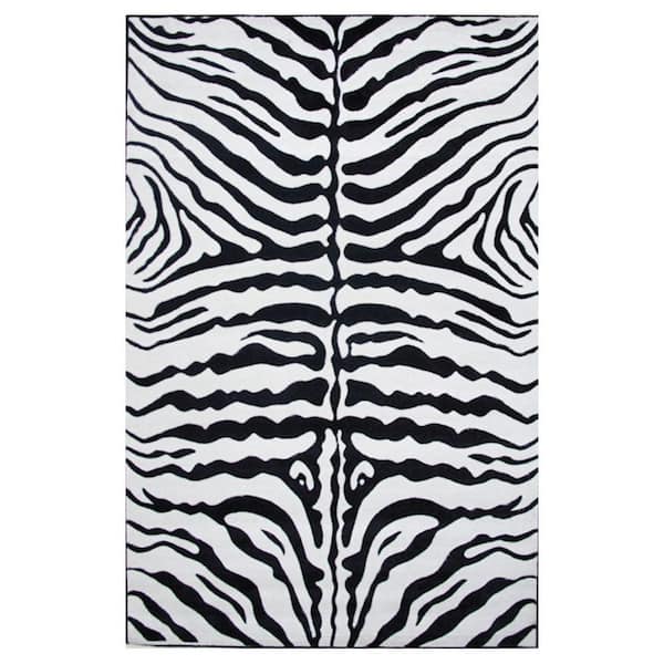 LA Rug Supreme Zebra Skin Black and White 8 ft. x 11 ft. Area Rug