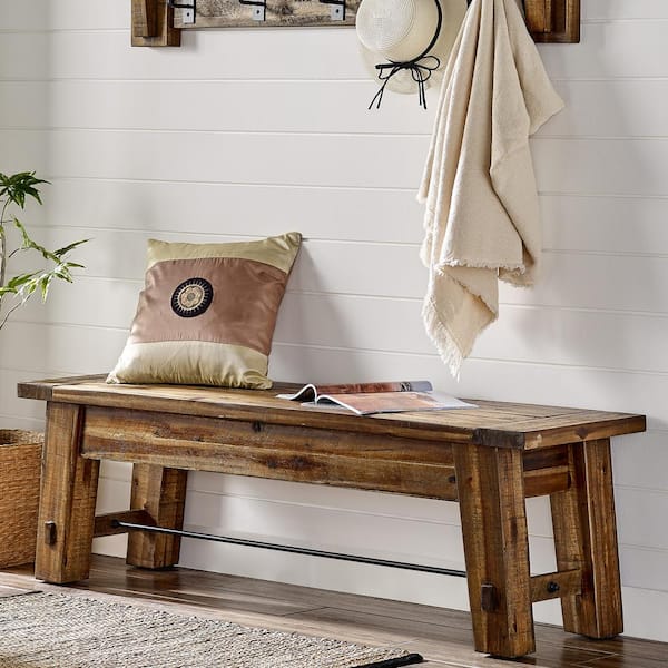 Alaterre Furniture 60 in. L Durango Brown Wood Entryway/Dining Bench