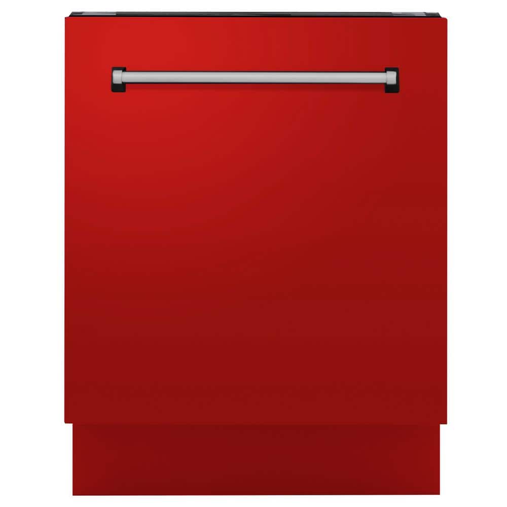 ZLINE Kitchen and Bath Tallac Series 24 in. Top Control 8-Cycle Tall Tub Dishwasher with 3rd Rack in Red Matte