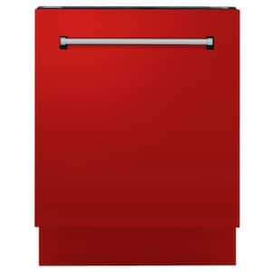 ZLINE 24'' 3rd Rack Top Control Tall Tub Dishwasher in Red Matte with Stainless Steel Tub, 51dBa (DWV-RM-24)