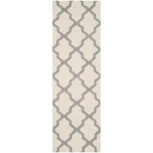 Cambridge Ivory/Silver 3 ft. x 10 ft. Geometric Trellis Runner Rug