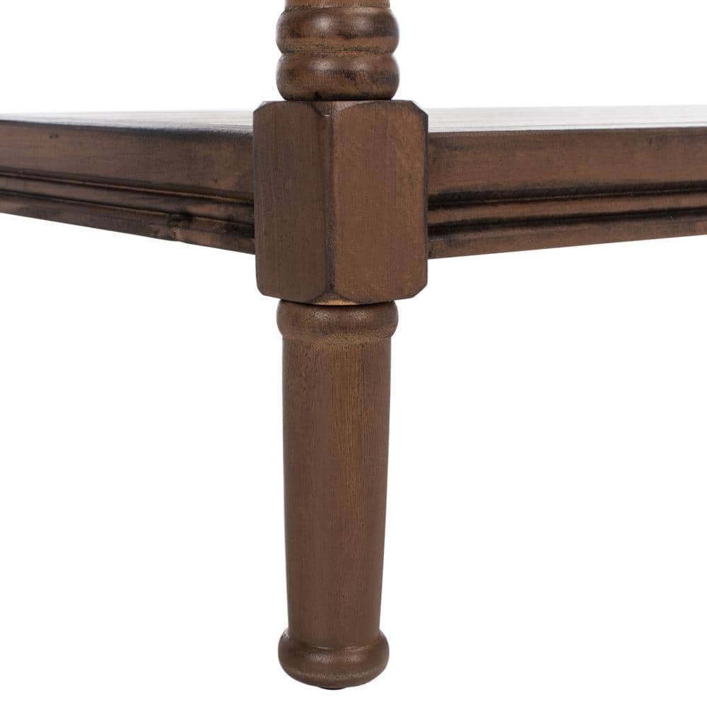 Brown Wood Hallway Table with Spindle Legs and Storage