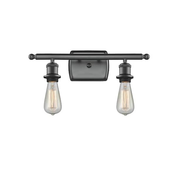 Innovations Bare Bulb 16 in. 2-Light Matte Black Vanity Light