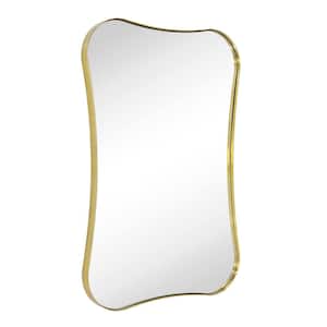 Toini 20 in. W x 30 in. H Novelty/Specialty Soap Shaped Metal Framed Wall Mounted Bathroom Vanity Mirror in Brushed Gold