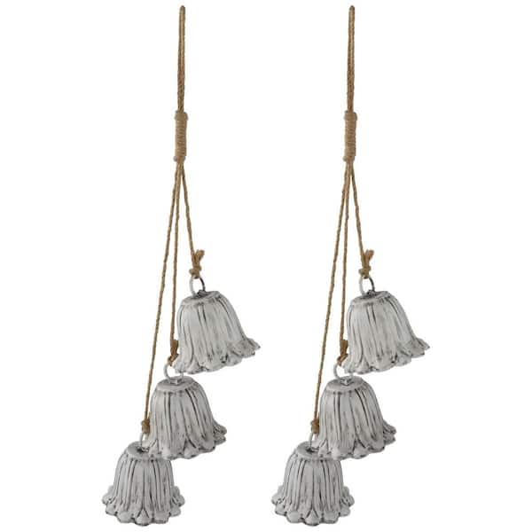 Fluted Bell Trio Christmas Decorations-20 "-White-Set of 2