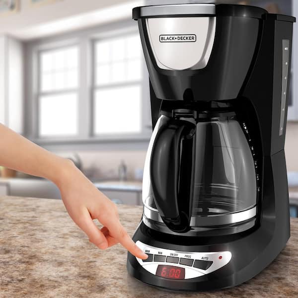 BLACK+DECKER 12-Cup Programmable Black Drip Coffee Maker with