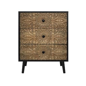 23.63 in. W x 14.97 in. D x 29.45 in. H Black Linen Cabinet with 3 Drawers for Bathroom