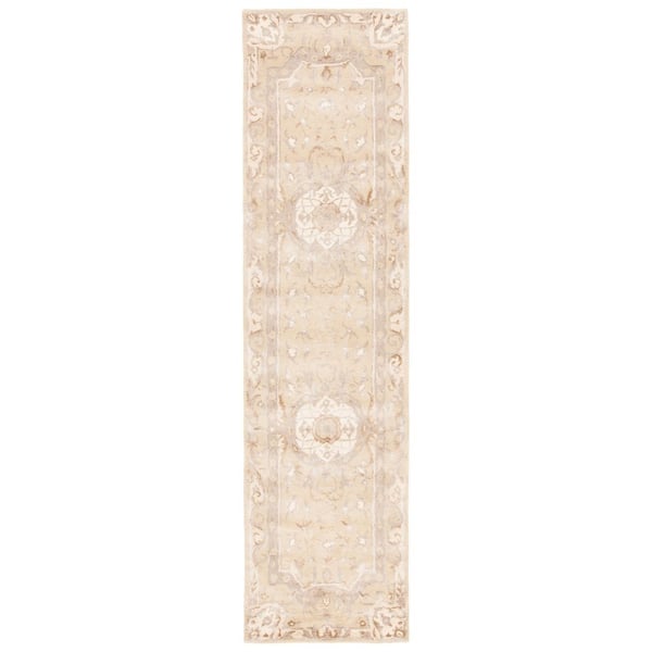 Savonnerie 3 ft. x 10 ft. Sand Medallion Runner Rug