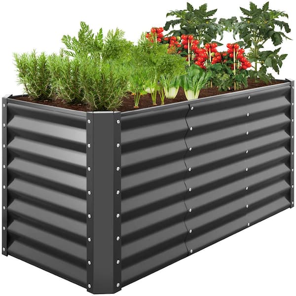 Best Choice Products 4 ft. x 2 ft. x 2 ft. Charcoal Outdoor Steel Raised Garden Bed, Planter Box for Vegetables, Flowers, Herbs