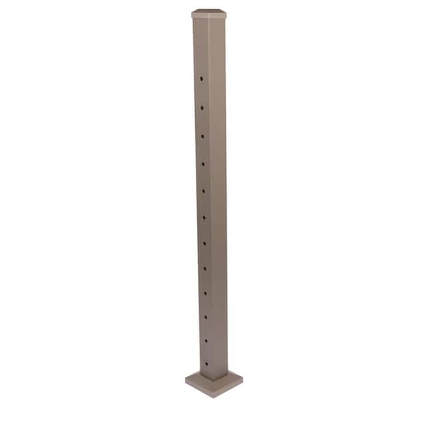 Cable Rail 2-1/2 in. x 2-1/2 in. x 44 in. Textured Bronze Aluminum End Post for Cable Railing System