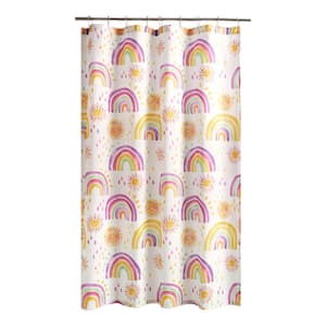 Urban Playground Rainbow and Suns Pink/Purple Polyester Shower Curtain 72x72 in.