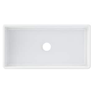 Farmhouse Apron Front Fireclay 36 in. x 18 in. x 10 in. Plain Single Bowl Kitchen Sink with Center Drain in White