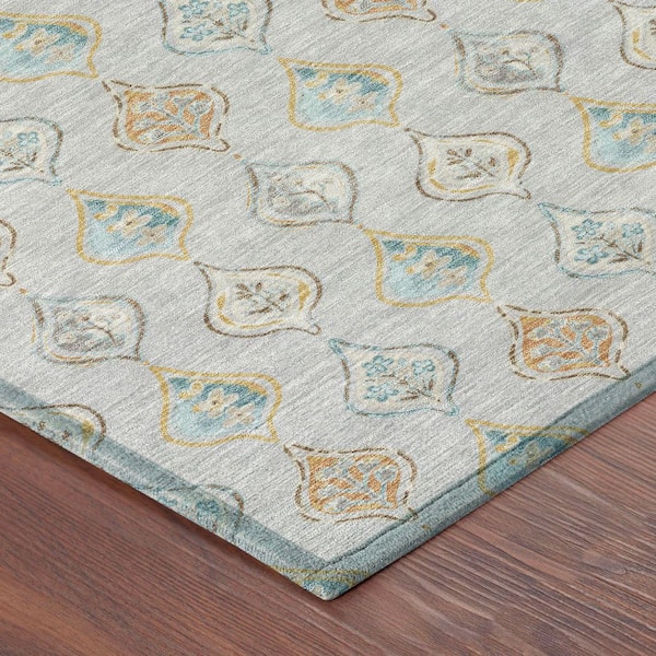 Chantille Machine Washable Indoor/Outdoor Abstract ACN2632 Silver 9 ft. x 12 ft. Area Rug