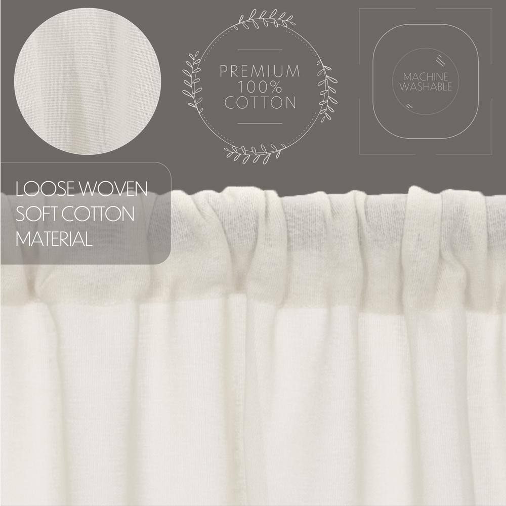 Antique White Cotton Sheer Rod Pocket Kitchen Tier Curtains