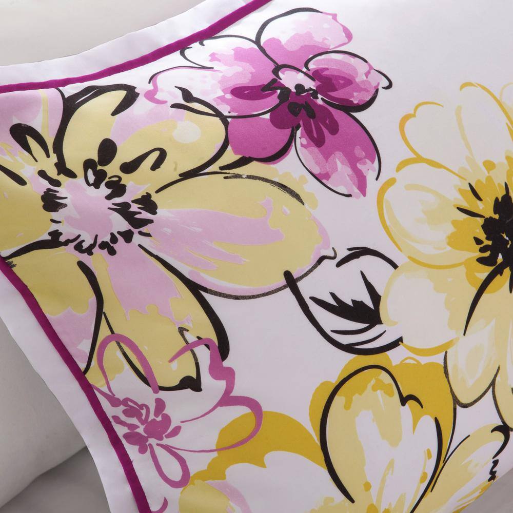 Full Blue Microfiber Down Alternative Floral Comforter Set