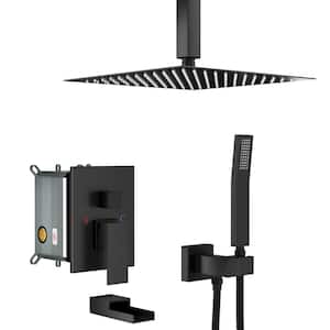 Lotus 3-Spray Patterns 16 in. Ceiling Mount Dual Shower Heads with High Pressure in Oil Rubbed Bronze (Valve Included)