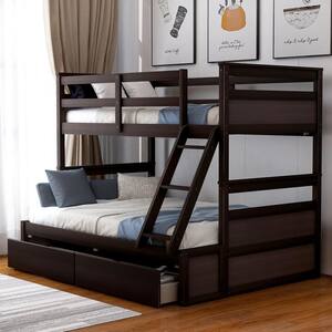 Espresso Twin Over Full Bunk Bed with Storage