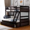 Harper & Bright Designs Espresso Twin Over Full Wood Bunk Bed With 2 ...