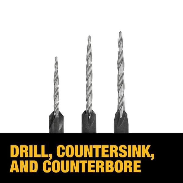 Details about   DeWalt DW2568 #8 Countersink with Tapered Drill Bit 11/64" Rapid Load 1/4" Hex 
