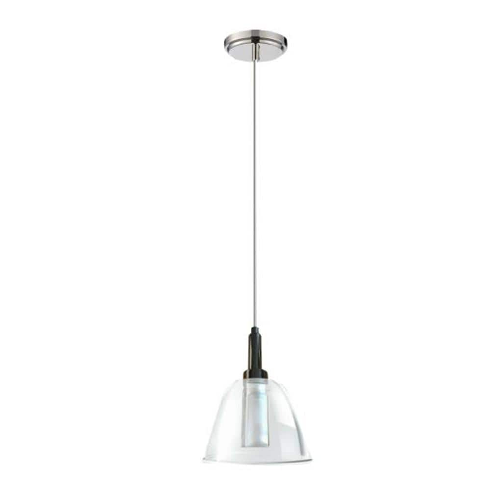 Amelia 60 Watt 1 Light Chrome Bulb Pendant Light Clar Glass Glass Ptn907 The Home Depot 3856