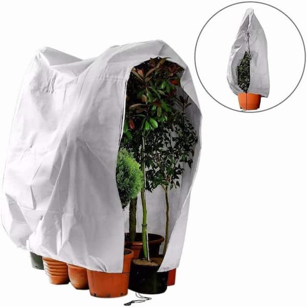 Agfabric 0.9 oz. 160 in. W x 89 in. H White Warm Plant Cover Winter Protection Bag Shrub Jacket