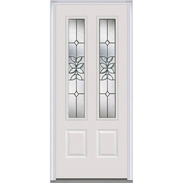 MMI Door 36 in. x 80 in. Cadence Left-Hand Inswing 2-Lite Decorative 2-Panel Classic Painted Steel Prehung Front Door