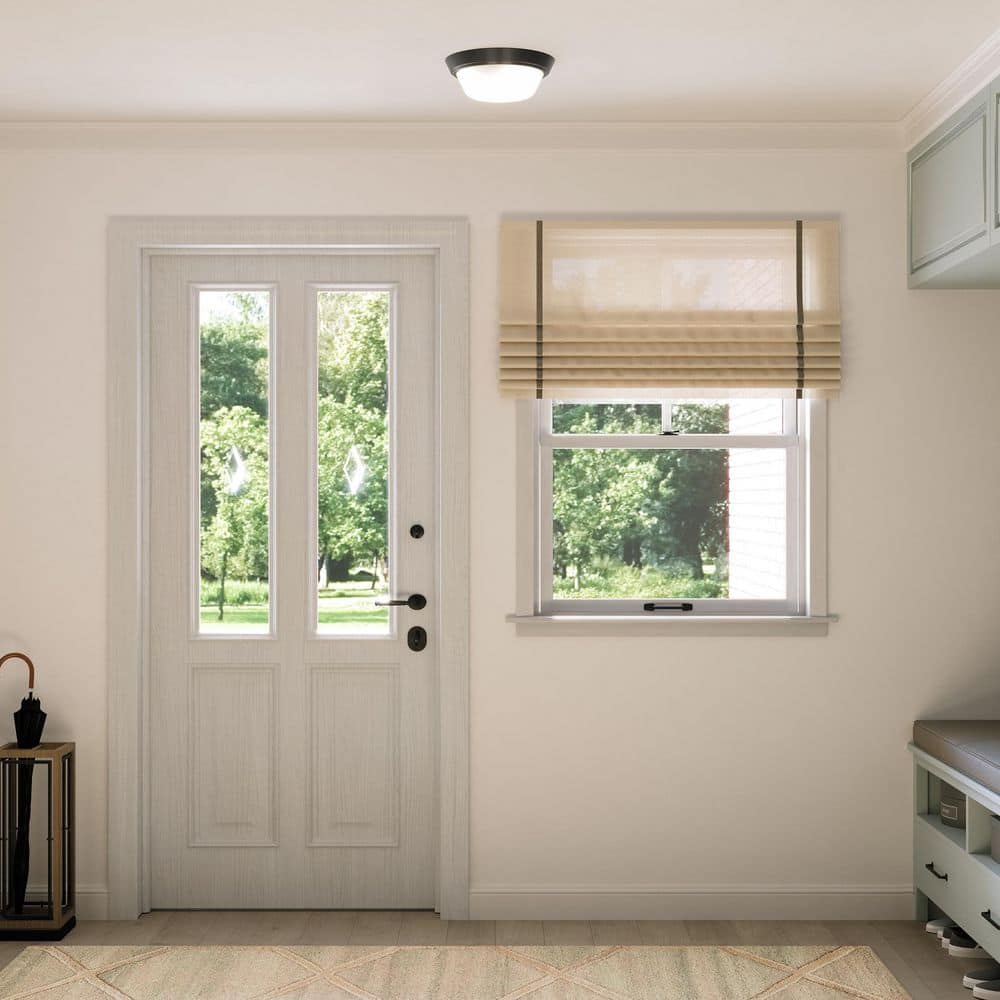 Edessa 16 in. 2-Light Antique Bronze Hallway Transitional Large Flush Mount Light with White Glass Shade price history on PriceWatchPro