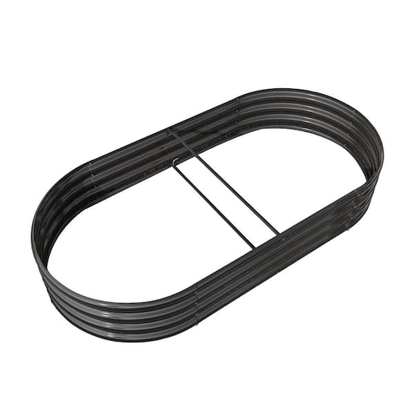 Tenleaf 70.86 in. x 35.43 in. x 11.4 in. Oval Black Metal Raised Garden Bed, Outdoor Garden Raised Planter Box