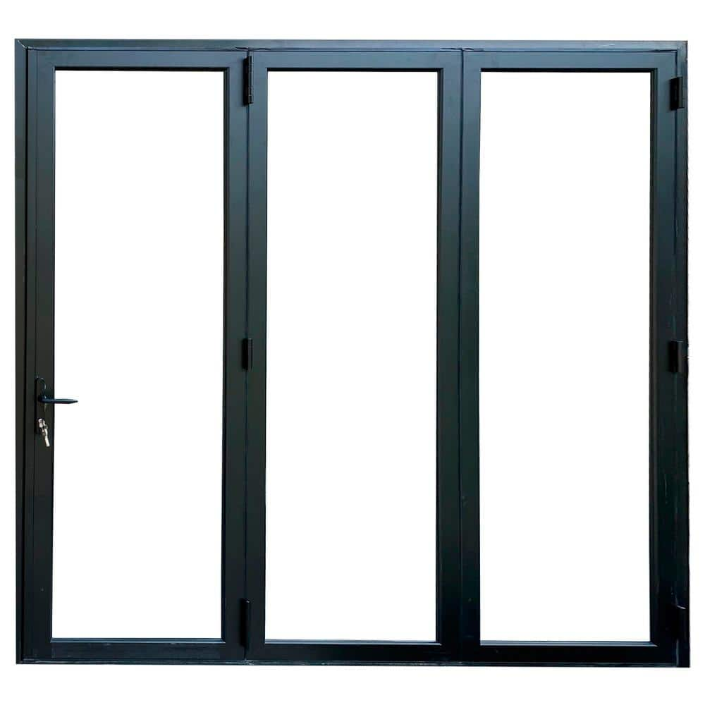 TEZA DOORS Teza 90 Series 96 in. x 96 in. Matte Black Left to Right ...