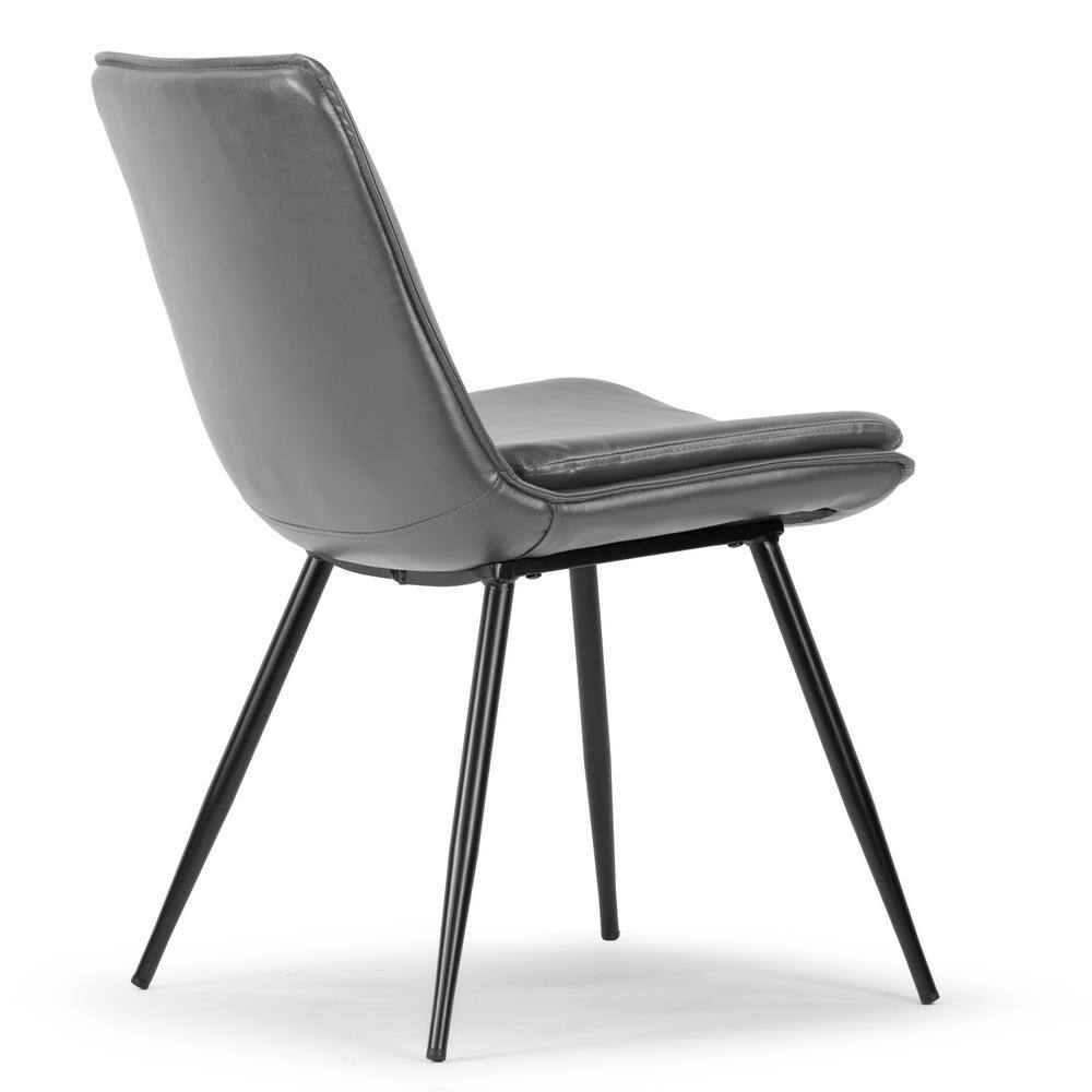 Avalon Gray Faux Leather Upholstered Side Chair with Metal Legs