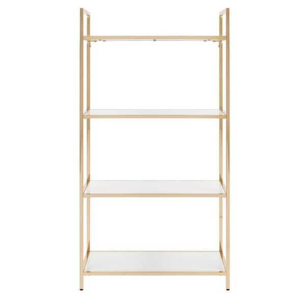 OSP Home Furnishings 60 in. White/Gold Metal 4-shelf Etagere Bookcase with Open Back