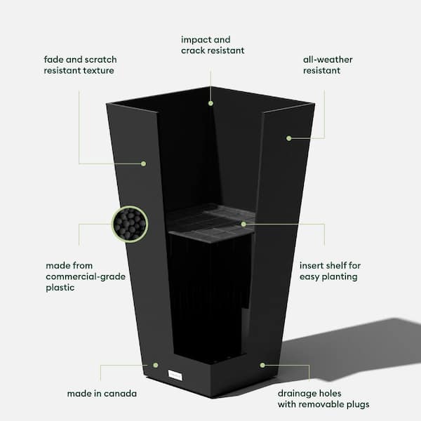 Veradek Midland Tall Square Planter, Black Veradek Midland Tall Square Planter, Black