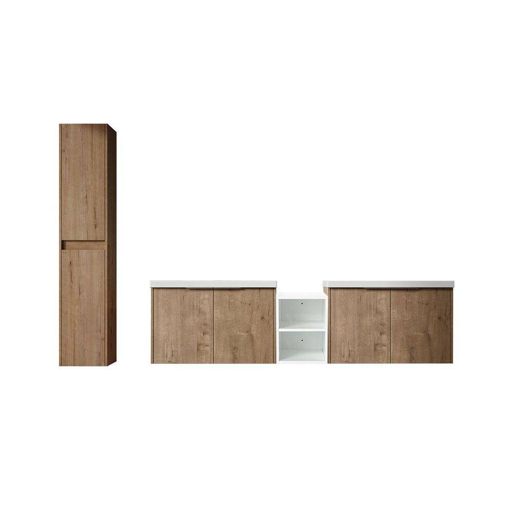 Geneva 71.1 in. W X 18.1 in. D x 19.3 in. H Floating Bath Vanity in Imitative Oak with White Resin Vanity Top price history on PriceWatchPro