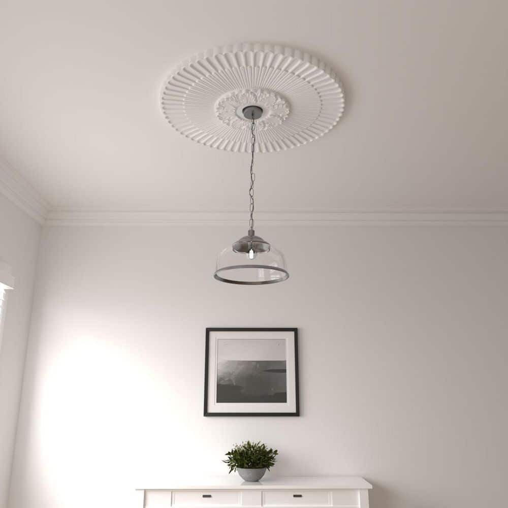 Melonie Primed Gray Polyurethane Architectural Ceiling Medallion