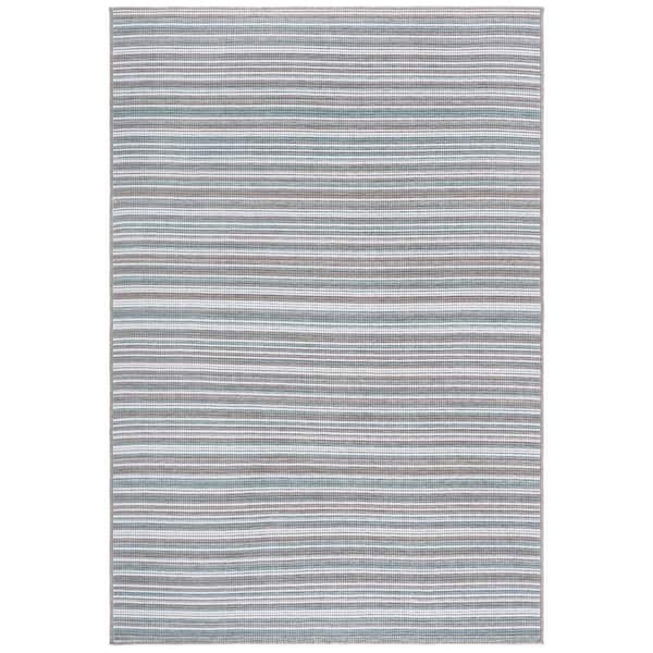 Escape Green/Brown 9 ft. x 12 ft. Machine Washable Striped Modern Area Rug
