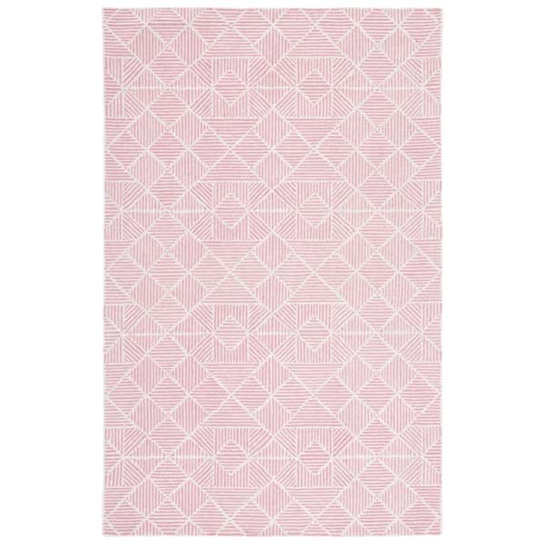Abstract Pink/Ivory 5 ft. x 8 ft. Diamond Geometric Area Rug