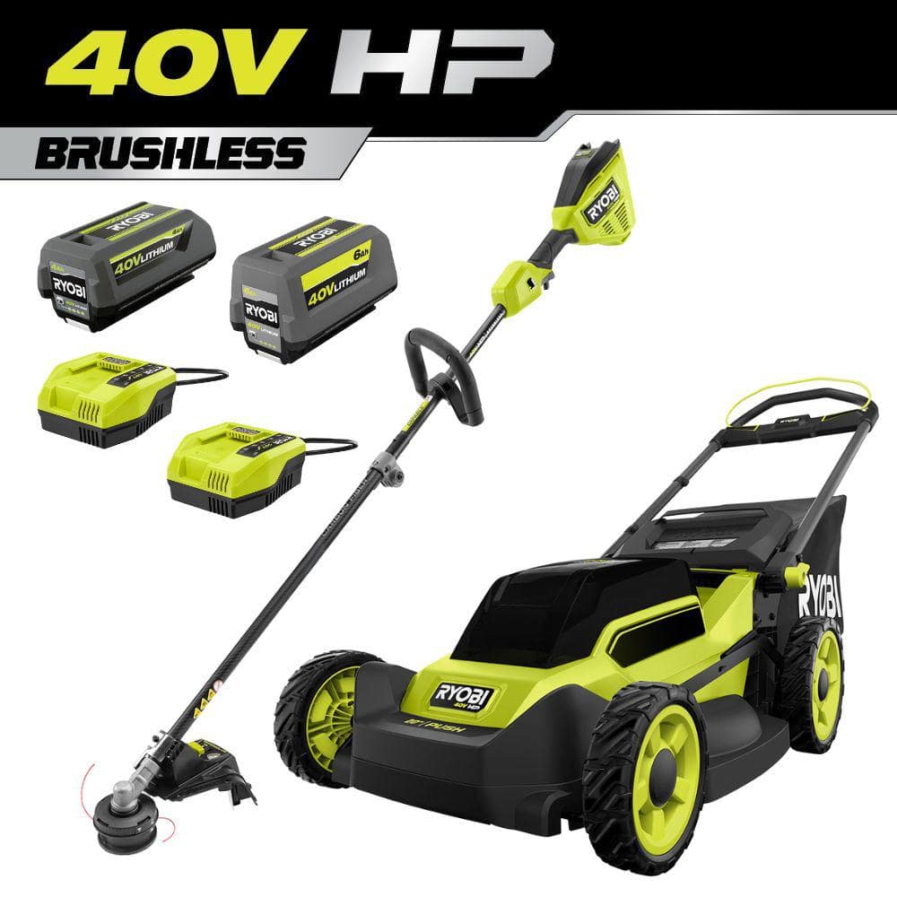 RYOBI 40-Volt HP Brushless 20 in. Cordless Battery Walk Behind Push ...