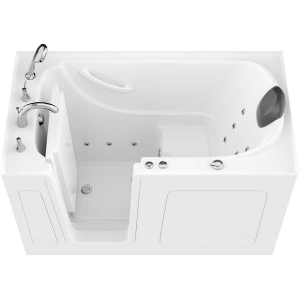 WTHDX Series 60 in. x 32 in. Right Side Drain Walk-In Whirlpool Jetted Bathtub in White with Quick Fill Faucet Set