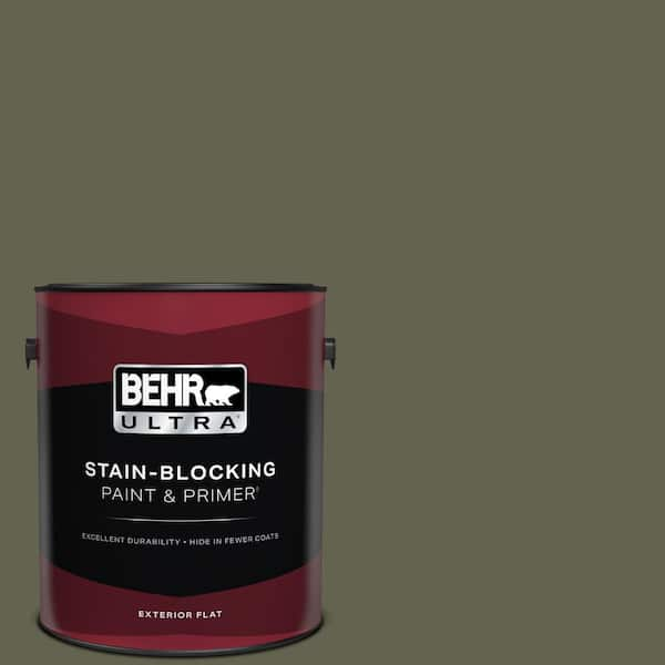 BEHR ULTRA 1 gal. #N350-7A Mountain Olive Flat Exterior Paint & Primer