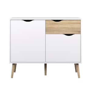 Diana White/Oak Structure Sideboard with 2-Doors and 1-Drawer