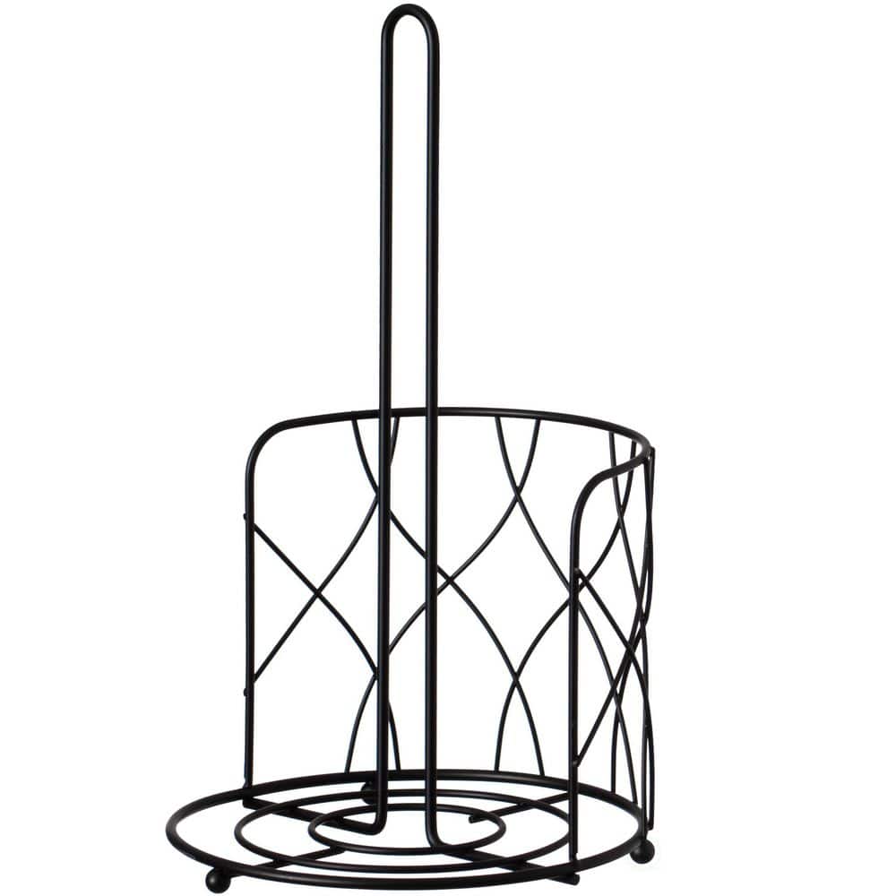 Freestanding Black Iron Paper Towel Holder Stand with Decorative Frame