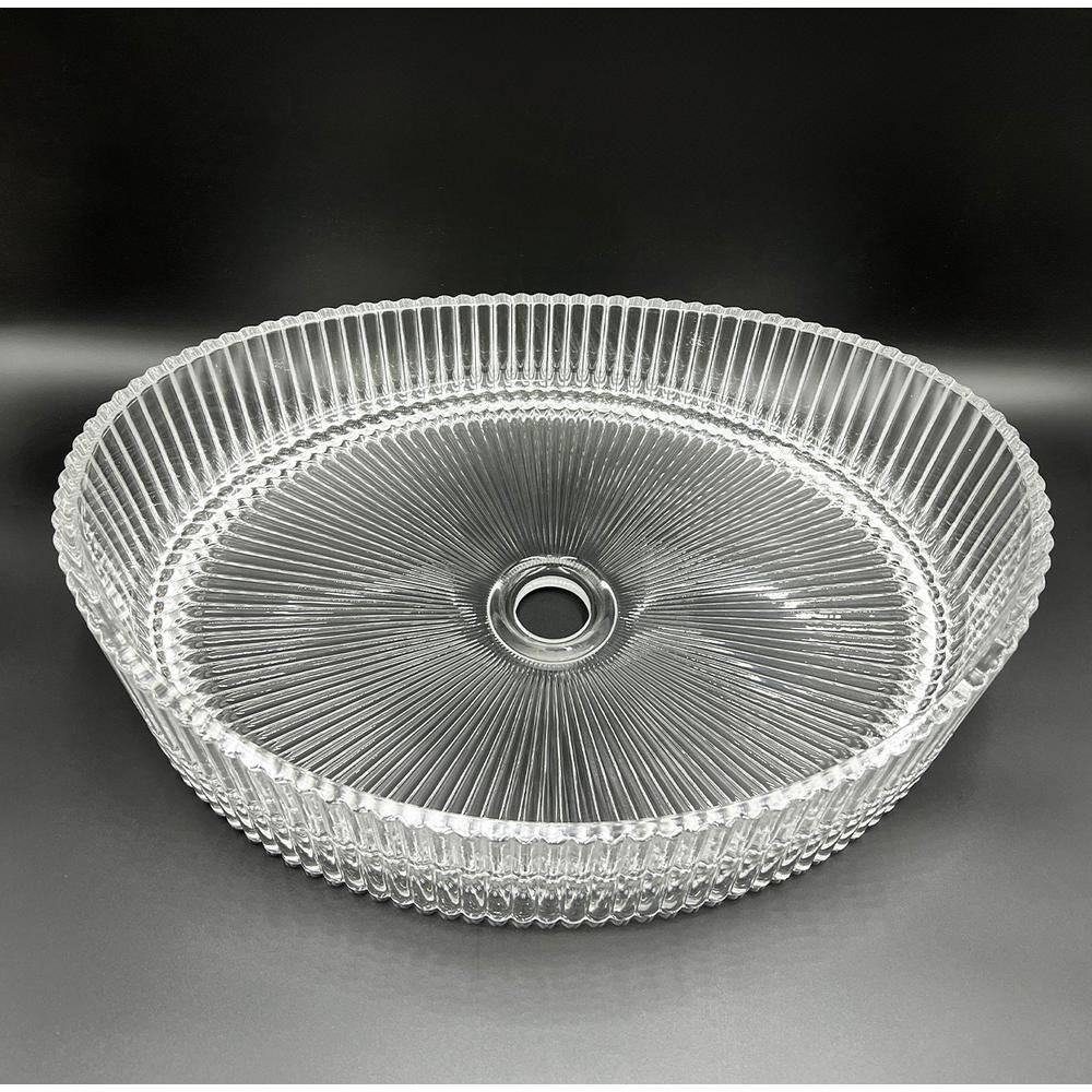 20'' Clear Ribbed Glass Oval Above-Counter Vessel Sink
