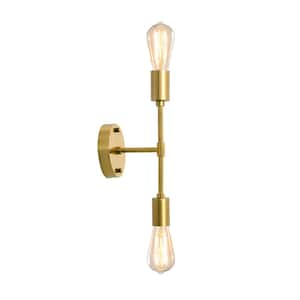 12.8 in. 2-Light Gold Vanity Light with No Shade