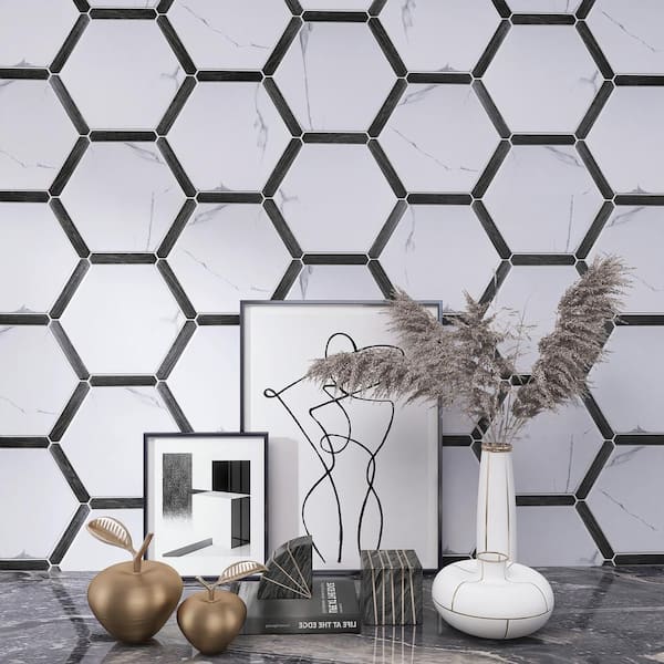 Denia Graphite Gray Hexagon 8.58 in. x 9.89 in. Matte Porcelain Floor and Wall Tile (8.07 sq. ft./Case)